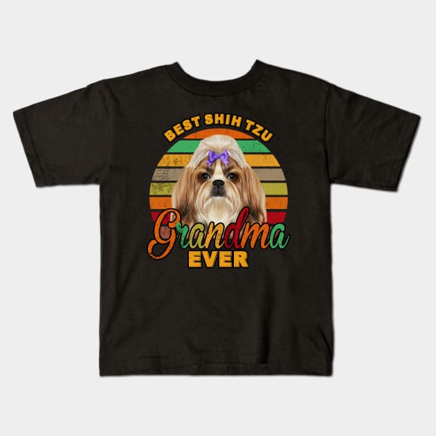 Best Shih Tzu Grandma Ever Kids T-Shirt by franzaled